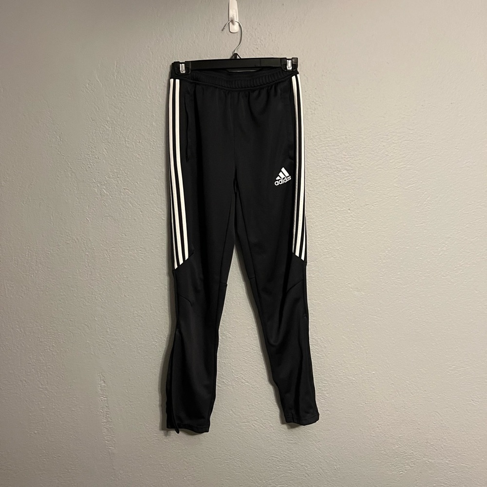Adidas Black White Youth Large Joggers Athletic